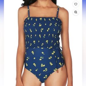 Sperry Ditzy Days smocked navy floral‎ one piece swimsuit